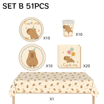 Capybara Party Tableware Set
