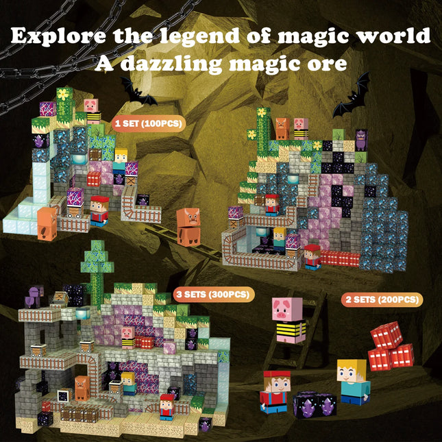 Magnetic Minecraft-Style Building Blocks STEM Toy for Kids