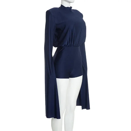 Women's Backless Mock-Neck Romper