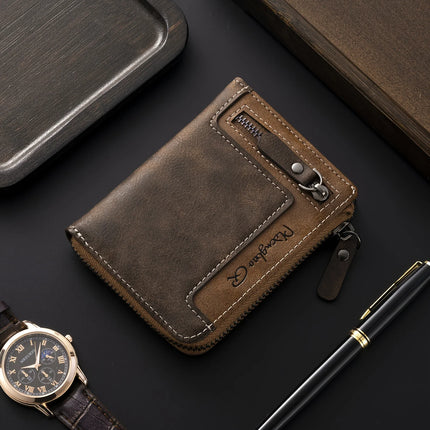 Retro Zipper Leather Wallet
