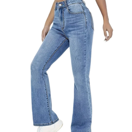 High-Waist Wide-Leg Denim Pants