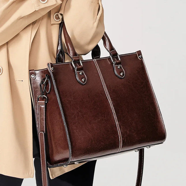 Leather Tote Shoulder Bag