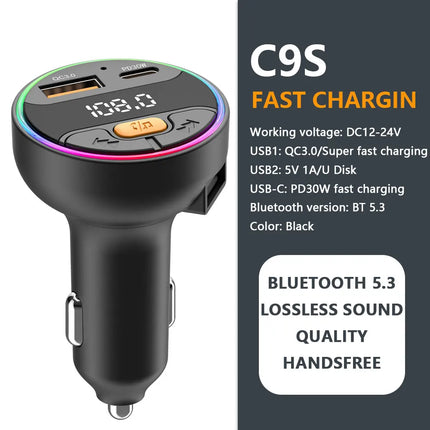 Bluetooth FM Transmitter with USB-C Charger