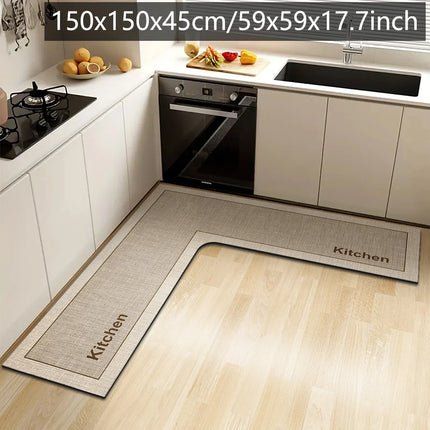 L-Shaped Non-Slip Absorbent Floor Mat