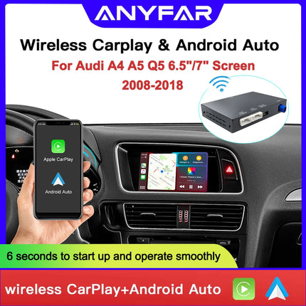 OEM Screen Upgrade Decoder Box for Audi A4, A5,Q5 2008-2018 6.5"/7" Screen, MMI 3G with CarPlay & Android Auto Retrofit Kit