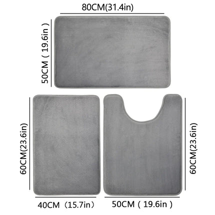 3-Piece Bathroom Floor Mat Set