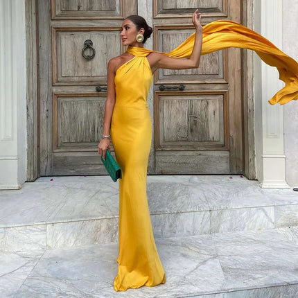 Ribbon Halter Maxi Dress