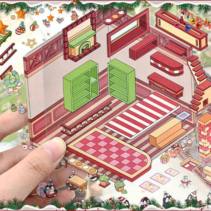 Christmas 3D DIY Sticker Cabin Scene Craft Kit for Kids