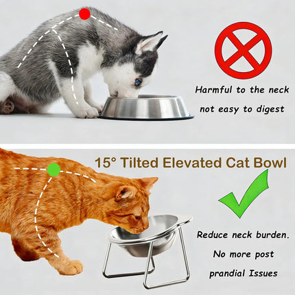 Tilted Stainless Steel Cat Bowl