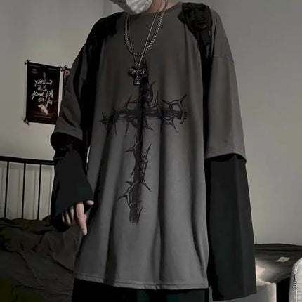 Men's Gothic Printed Long Sleeve T-Shirt