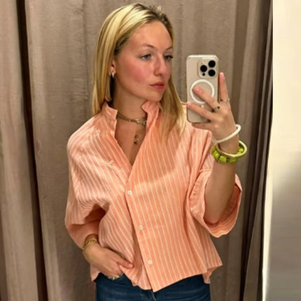 Striped Asymmetric Button Shirt