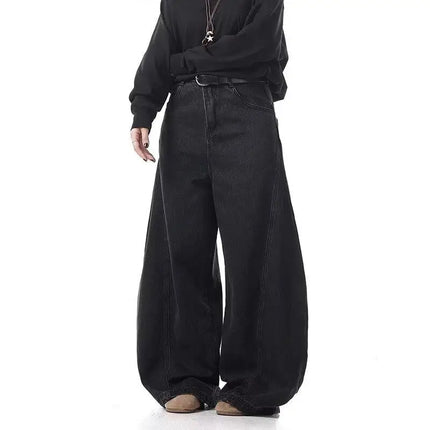 Men’s Black Loose Wide-Leg Jeans