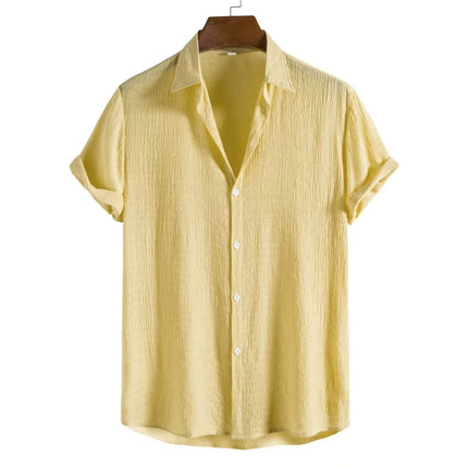 Men’s Short-Sleeve Cotton Linen Shirt