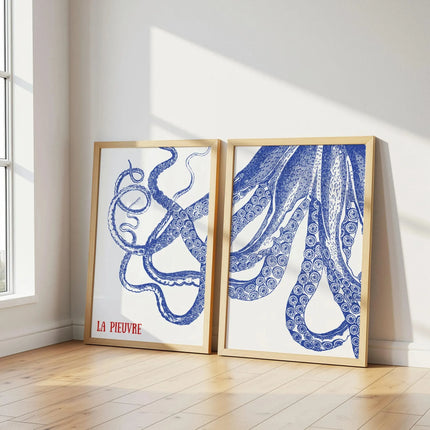 Retro Blue Sardine Canvas Poster