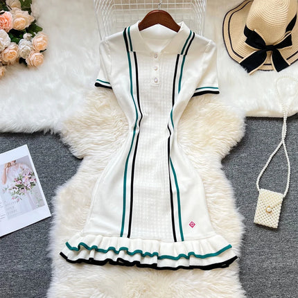 Knitted Ruffled Mini Dress