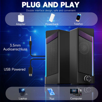 USB Desktop Speakers with RGB Lights