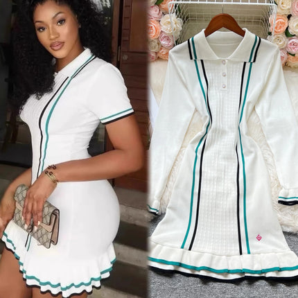 Knitted Ruffled Mini Dress