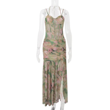 Floral Print Spaghetti Strap Maxi Dress