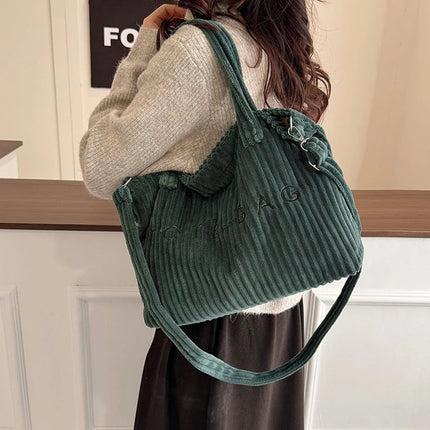 Striped Velvet Shoulder Bag