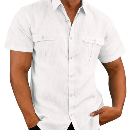 Men’s Linen Stand Collar Shirt