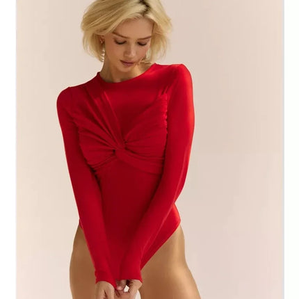Women's Long-Sleeve Corset-Style Bodysuit