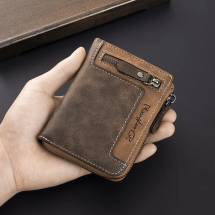 Retro Zipper Leather Wallet