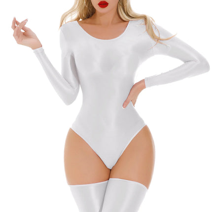 Women's Glossy Long-Sleeve Bodysuit
