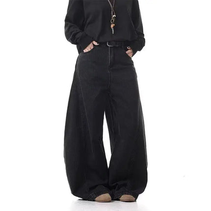 Men’s Black Loose Wide-Leg Jeans