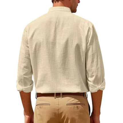 Men’s Cotton Linen Henley Shirt