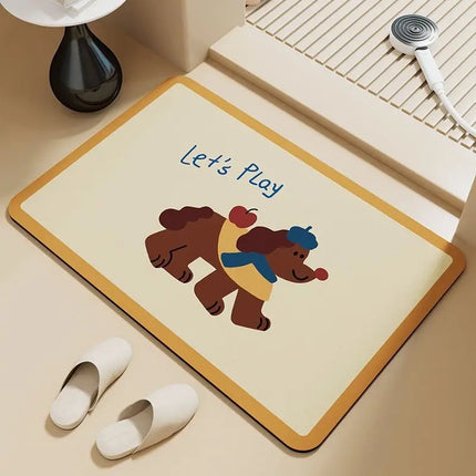 Cute Dachshund Puppy Absorbent Floor Mat