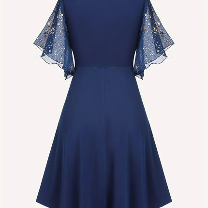 Star Print Pleated Dress