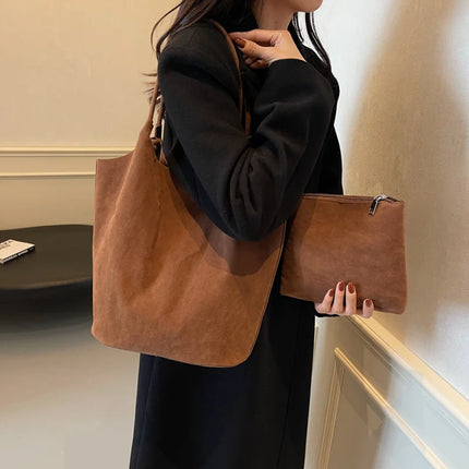 Suede Tote Shoulder Bag