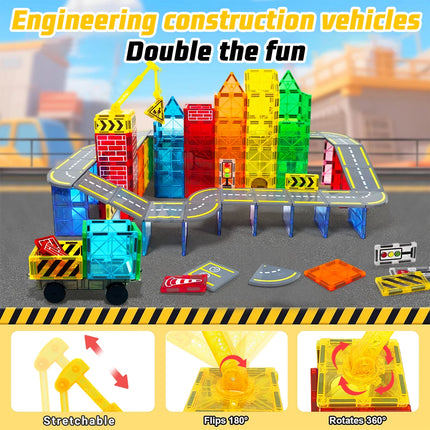 Magnetic Road Construction Building Blocks Set for Kids