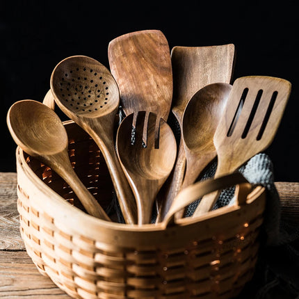 9-Piece Wooden Kitchen Utensil Set