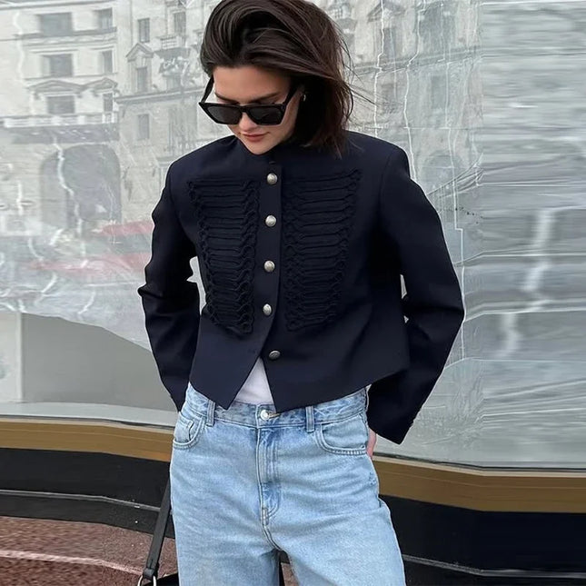 Women's Cropped Stand Collar Jacket
