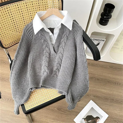 Women's Two-Piece Style Knitted Sweater