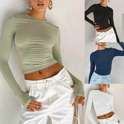 Women's Long Sleeve Slim Fit Crop Top