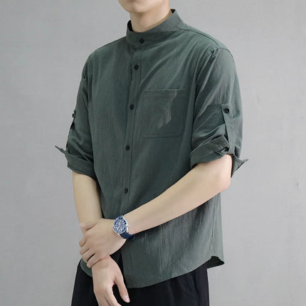 Men’s Stand-Collar Casual Shirt