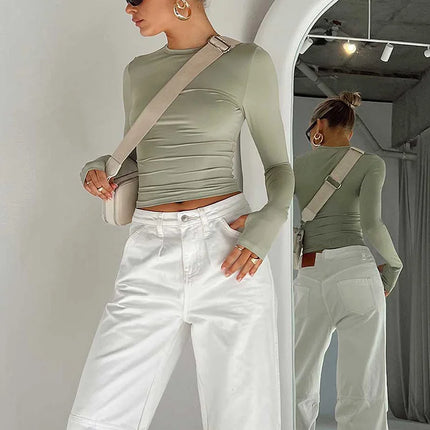 Women's Long Sleeve Slim Fit Crop Top