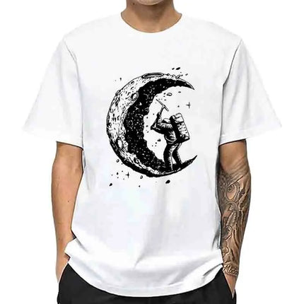 Men's Moon Print Cotton Blend T-Shirt