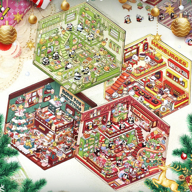 Christmas 3D DIY Sticker Cabin Scene Craft Kit for Kids