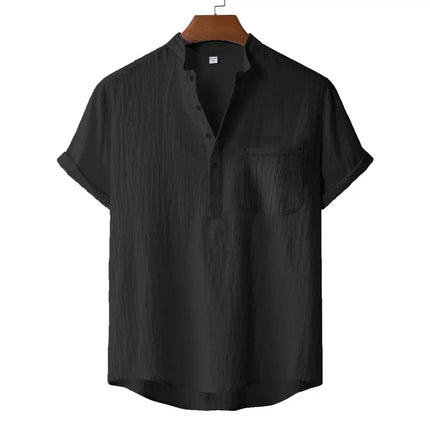 Men's Cotton Linen Henley T-Shirt