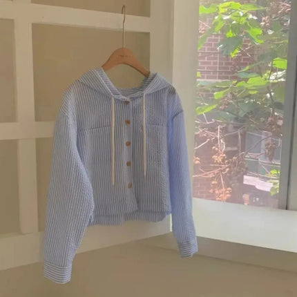 Women's Striped Hooded Shirt