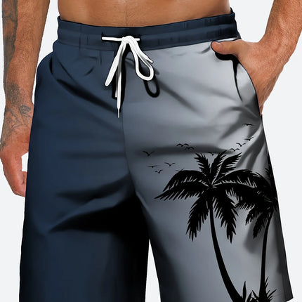Coconut Tree Print Beach Shorts