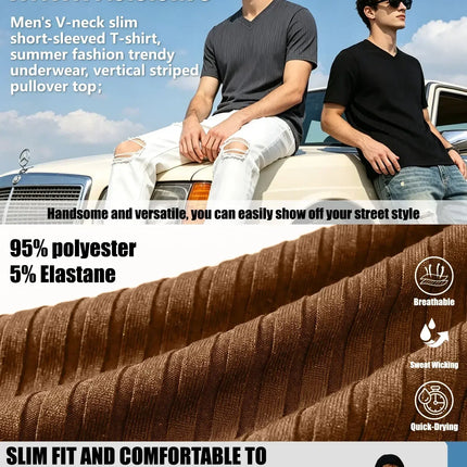 Men's Ribbed V-Neck T-Shirt