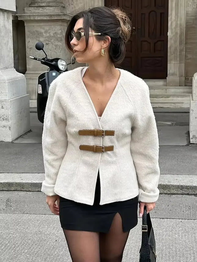 Women's Beige Wool Blend Jacket