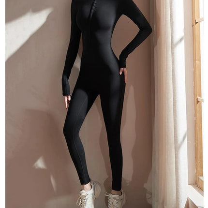 Women's Long-Sleeve Zip-Up Yoga Jumpsuit
