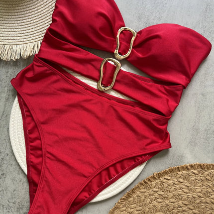 Metal Ring Cut-Out Swimsuit