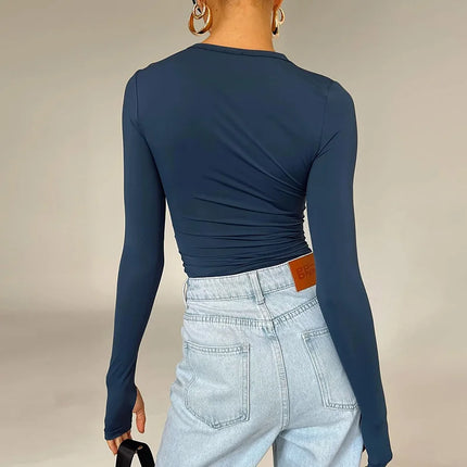 Women's Long Sleeve Slim Fit Crop Top