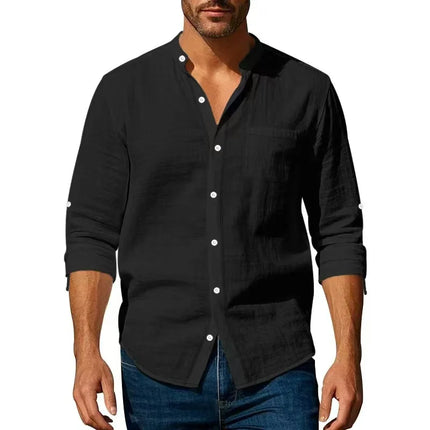 Men’s Cotton Linen Henley Shirt